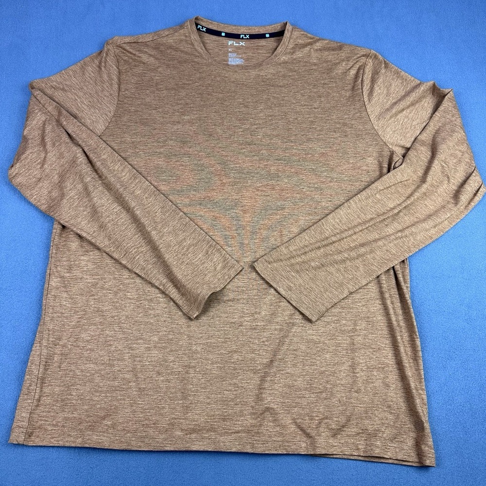 Flx Men's Extra Large Copper Heather Perf.  Long Sleeve Athletic Shirt Stretch